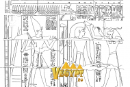 Фараон изображен как он уходит из своего дворца, чтобы дальше появится в храме Амона.
